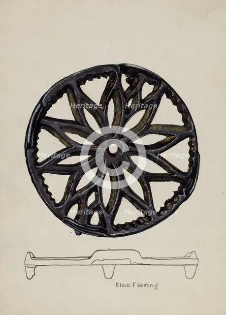Iron Stand, c. 1941. Creator: Elmo Fleming.