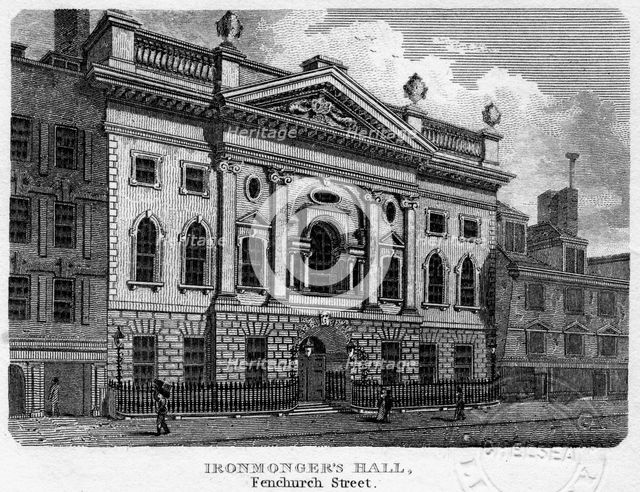 Ironmongers' Hall, Fenchurch Street, City of London, 1812.Artist: Sands