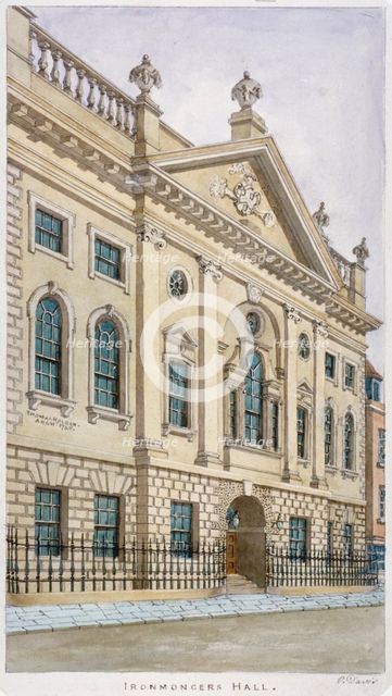 Ironmongers' Hall, Fenchurch Street, City of London, 1820. Artist: Valentine Davis
