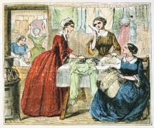 Ironing room in a laundry, 1867. Creator: Unknown