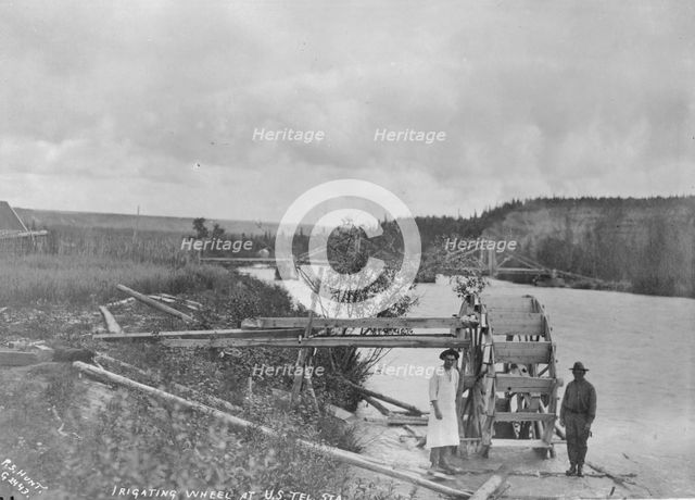 Irrigation wheel at U.S. Telegraph Station, between c1900 and c1930. Creator: Hunt, Phinney S..