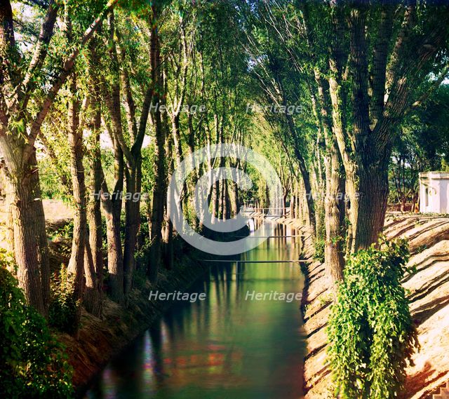Irrigation canal (aryk) in the Murgab Estate, between 1905 and 1915. Creator: Sergey Mikhaylovich Prokudin-Gorsky.