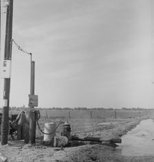 Irrigation pump on edge of field, San Joaquin Valley, California, 1938. Creator: Dorothea Lange
