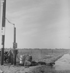 Irrigation pump on edge of field, San Joaquin Valley, California, 1938. Creator: Dorothea Lange