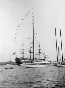 Istria moored with dressing flags, 1912. Creator: Kirk & Sons of Cowes