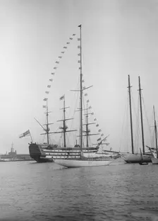 Istria moored with dressing flags, 1912. Creator: Kirk & Sons of Cowes