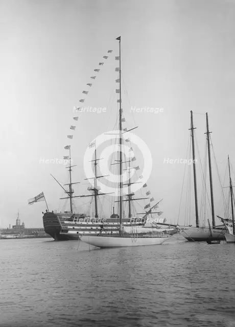 'Istria' moored with dressing flags, 1912.  Creator: Kirk & Sons of Cowes.