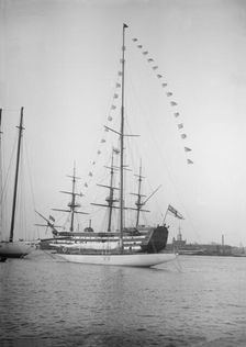 Istria moored with dressing flags, 1912. Creator: Kirk & Sons of Cowes
