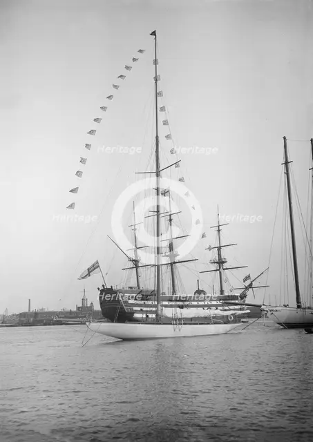'Istria' moored with dressing flags, 1912. Creator: Kirk & Sons of Cowes.