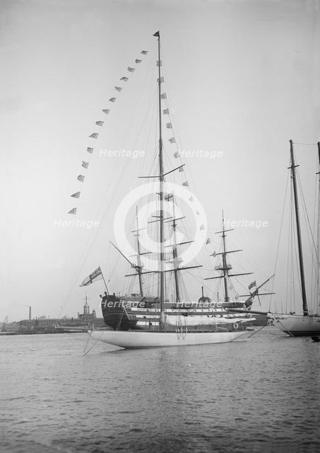 'Istria' moored with dressing flags, 1912. Creator: Kirk & Sons of Cowes.