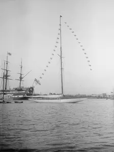 Istria moored with dressing flags, 1912. Creator: Kirk & Sons of Cowes