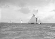 Istria The Lady Anne & Vanity racing upwind, 1912. Creator: Kirk & Sons of Cowes