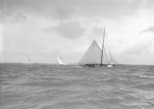 Istria The Lady Anne & Vanity racing upwind, 1912. Creator: Kirk & Sons of Cowes