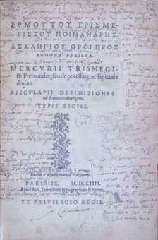 Isaac Casaubon's copy of the Hermetic texts, 1554. Creator: Unknown
