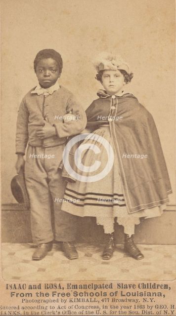 Isaac and Rosa, emancipated slave children, 1863. Creator: Myron H. Kimball.