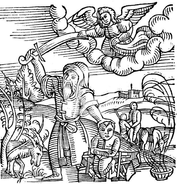 Isaac being saved from sacrifice, 1557. Artist: Unknown