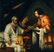 Isaac blesses Jacob early 17th century. Artist: Bernardo Strozzi