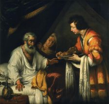 Isaac blesses Jacob early 17th century. Artist: Bernardo Strozzi
