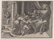 Isaac Blessing Jacob, 1524. Creator: Agostino Veneziano