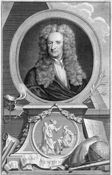 Isaac Newton (1642-1727), English mathematician, astronomer and physicist, 1738. Artist: Jacobus Houbraken