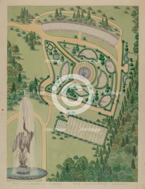 Isaace P. Martin Garden, c. 1936. Creators: William Merklin, Gilbert Sackerman, Tabea Hosier.