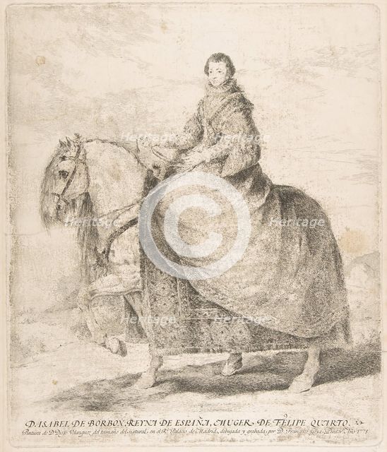 Isabel of Bourbon, Queen of Spain and wife of Philip IV (D. Isabel de Borbon, Reyna de Esp..., 1778. Creator: Francisco Goya.