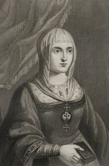 Isabella I, (1451-1504), Queen of Castile, (1474-1504), Queen consort of Aragon..., 1853. Creator: Antonio Roca Sallent