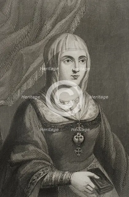 Isabella I, (1451-1504), Queen of Castile, (1474-1504), Queen consort of Aragon..., 1853.  Creator: Antonio Roca Sallent.