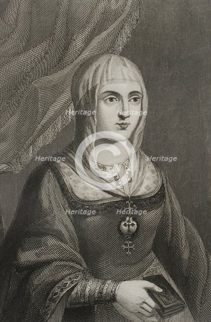 Isabella I, (1451-1504), Queen of Castile, (1474-1504), Queen consort of Aragon..., 1853.  Creator: Antonio Roca Sallent.