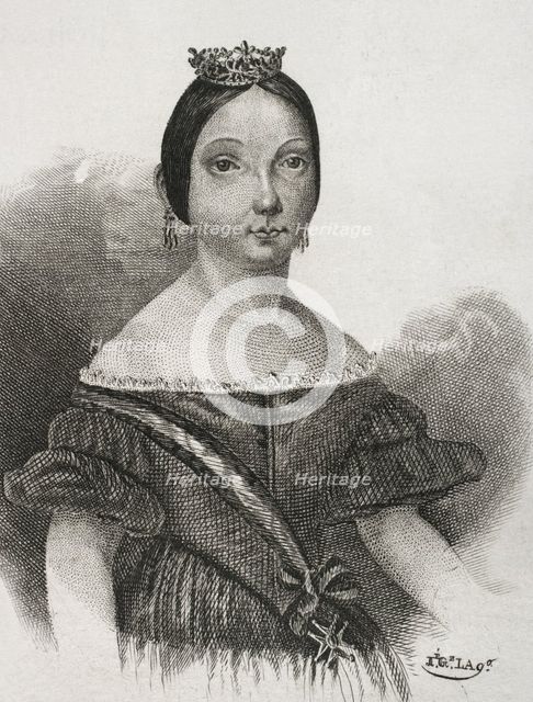 Isabella II (1830-1904), Queen of Spain (1833-1868), 1842.  Creator: Jose Gomez.