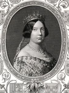 Isabella II (1830-1904), Queen of Spain, surrounded by the arms of the first nobility