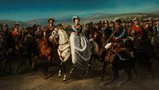 Isabella II and her General Staff on horseback, c1862. Creator: Louis Etinne Charles Porion