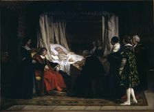 Isabella the Catholic dictating his will, oil, 1864