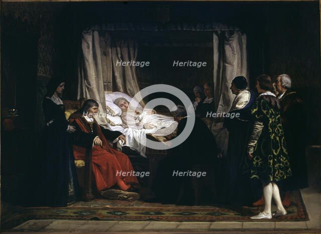 Isabella the Catholic dictating his will, oil, 1864.