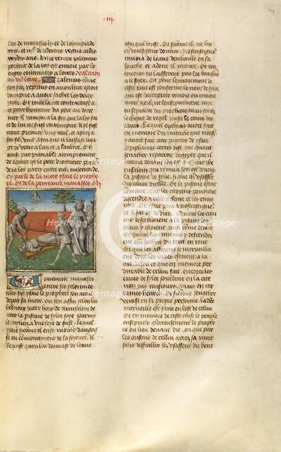 Isaiah being Sawn in Two; Miroir Historial, about 1475. Creator: Unknown.