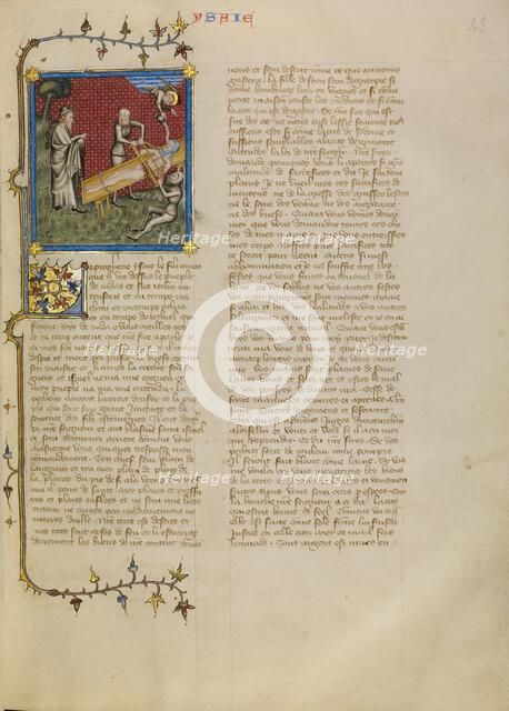 Isaiah being Sawn in Two, about 1360-1370. Creator: Master of Jean de Mandeville.