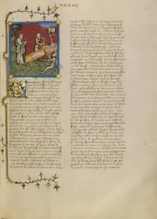 Isaiah being Sawn in Two, about 1360-1370. Creator: Master of Jean de Mandeville