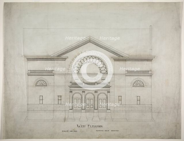 Isaiah Temple, Chicago, Illinois, Alternate West Elevation, 1898/99. Creator: Dankmar Adler.