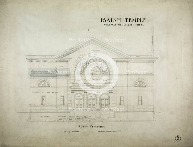 Isaiah Temple, Chicago, Illinois, West Elevation, 1898/99. Creator: Dankmar Adler.