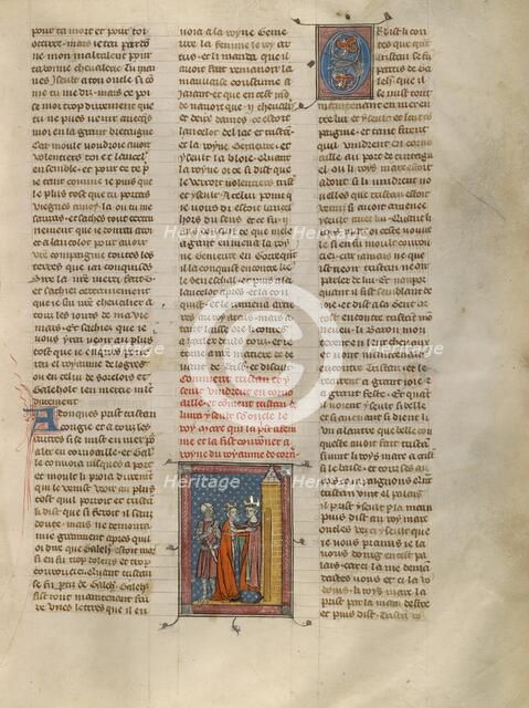 Iseult and King Mark Embracing, about 1320-1340. Creator: Unknown.