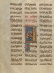 Iseult Watching the Sword Fight between Lanbeguet and Palamedes, about 1320-1340. Creator: Unknown