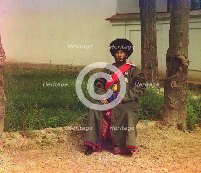 Isfandiyar, Khan of the Russian protectorate of Khorezm (Khiva), full-length..., between 1910-1915. Creator: Sergey Mikhaylovich Prokudin-Gorsky.