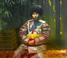 Isfandiyar, Khan of the Russian protectorate of Khorezm (Khiva), in uniform...between 1910 and 1915. Creator: Sergey Mikhaylovich Prokudin-Gorsky