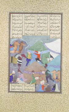 Isfandiyar's Sixth Course: He Comes Through the Snow, Folio 438r from the..., ca. 1525-30. Creator: Abd al-Vahhab