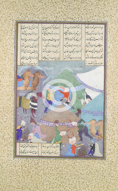 Isfandiyar's Sixth Course: He Comes Through the Snow, Folio 438r from the..., ca. 1525-30. Creator: 'Abd al-Vahhab.