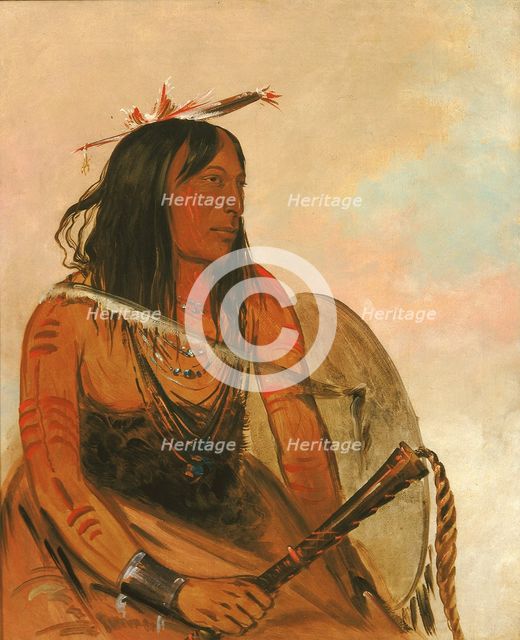 Ish-a-ró-yeh, He Who Carries a Wolf, a Distinguished Brave, 1834. Creator: George Catlin.