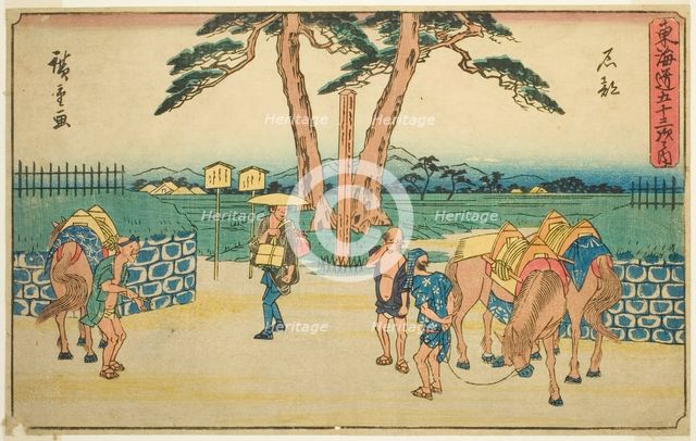 Ishibe, from the series "Fifty-three Stations of the Tokaido (Tokaido gojusan..., c. 1841/44. Creator: Ando Hiroshige.