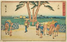Ishibe, from the series "Fifty-three Stations of the Tokaido (Tokaido gojusan..., c. 1841/44. Creator: Ando Hiroshige
