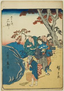 Ishibe, from the series "Fifty-three Stations [of the Tokaido] (Gojusan tsugi)," also known...,1852. Creator: Ando Hiroshige