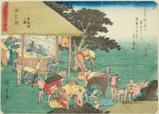 Ishiyakushi: The Post House (Ishiyakushi, toiyaba no zu), from the series "Fifty-..., c. 1837/42. Creator: Ando Hiroshige